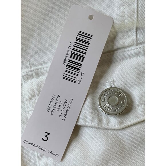 Chicos Alabaster Canvas Jacket Size 16 XL Button Closure Cotton Blend RB10602 EU - Picture 7 of 8